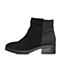 Teenmix/天美意冬黑色羊绒皮/纺织品简约优雅方跟女短靴D3305DD7