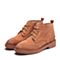 Teenmix/天美意冬专柜同款棕色牛剖层皮英伦风方跟女短靴AP861DD7