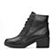 Teenmix/天美意冬专柜同款黑色牛皮简约粗跟女短靴(绒里)AP981DD7