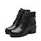 Teenmix/天美意冬专柜同款黑色牛皮简约粗跟女短靴(绒里)AP981DD7