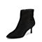 Teenmix/天美意冬专柜同款黑色羊绒皮知性通勤女短靴AP971DD7