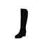 Teenmix/天美意冬专柜同款黑色牛剖层皮珠饰粗跟女长靴AQ051DG7