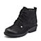 Teenmix/天美意冬专柜同款黑色牛皮简约方跟女短靴(绒里)6JQ48DD7