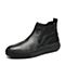 Teenmix/天美意冬专柜同款黑色牛皮舒适平跟男休闲靴男靴65N42DD7