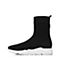 Teenmix/天美意冬黑色纺织品字母织带街头风袜筒靴女靴18903DD7