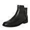 Teenmix/天美意冬专柜同款黑色绵羊皮简约方跟女短靴(绒里)CBQ41DD7