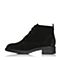 Teenmix/天美意冬专柜同款黑色牛剖层皮舒适方跟女短靴(绒里)AP881DD7