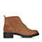 Teenmix/天美意冬专柜同款棕色牛剖层皮舒适方跟女短靴(绒里)AP881DD7