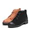 Teenmix/天美意冬专柜同款棕色牛剖层皮舒适方跟女短靴(绒里)AP881DD7