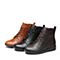 Teenmix/天美意冬专柜同款黑色牛皮平跟马丁靴女短靴(绒里)CBJ41DD7