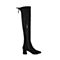 Teenmix/天美意冬专柜同款黑色羊绒皮粗跟过膝靴女超长靴CDM90DC7