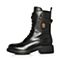 Teenmix/天美意冬专柜同款黑色牛皮铆钉马丁靴女靴(绒里)AR111DZ7