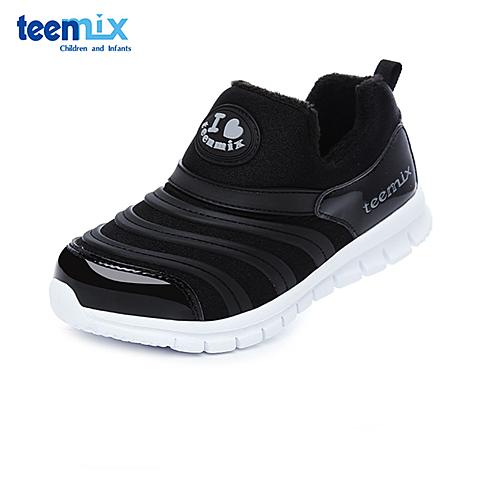 天美意（teenmix）17年秋冬季新款时尚男童舒适百搭简约一脚蹬毛毛虫运动鞋DX0288