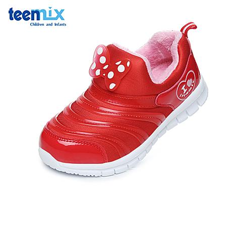 天美意（teenmix）17年秋冬季新款时尚女童舒适百搭简约一脚蹬毛毛虫运动鞋DX0289