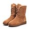 Teenmix/天美意冬专柜同款棕色二层牛皮雪地靴女休闲靴(仿毛里)6R263DZ7