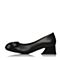 Teenmix/天美意春专柜同款黑色绵羊皮蝴蝶结浅口女单鞋CAD01AQ8