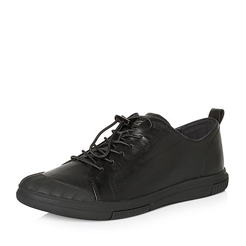 Teenmix/天美意春专柜同款黑色软面牛皮舒适平跟男休闲鞋BLH02AM8