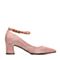 Teenmix/天美意春专柜同款粉色羊绒皮粗跟尖头鞋女单鞋AQ701AQ8