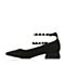 Teenmix/天美意春专柜同款黑色羊绒皮珠饰玛丽珍鞋女单鞋AQ751AQ8