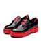 Teenmix/天美意春专柜同款黑/红色松糕厚底系带鞋女单鞋AQ911AM8