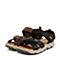 Teenmix/天美意夏专柜同款黑色牛皮/织物舒适平跟男凉鞋2HP01BL8