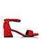 Teenmix/天美意夏专柜同款红色羊绒皮革一字带粗跟女凉鞋AR401BL8