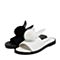 Teenmix/天美意夏专柜同款白色毛球蕾丝兔耳女拖鞋AR381BT8