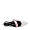 Teenmix/天美意春季专柜同款白/粉色羊皮革时髦尖头优雅方跟后空女凉鞋AR681AH8