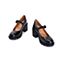 Teenmix/天美意秋专柜同款黑色打蜡牛皮革粗跟玛丽珍鞋女单鞋CFE01CQ8