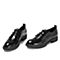Teenmix/天美意秋专柜同款黑色漆牛皮革铆钉方跟系带鞋女单鞋AS061CM8