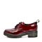 Teenmix/天美意秋酒红色漆牛皮革英伦学院风方跟系带鞋女单鞋JF802CM8