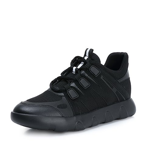 Teenmix/天美意秋黑色纺织品潮酷运动风平跟女休闲鞋TR015CM8