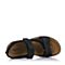 Teenmix/天美意夏季黑色牛皮革时尚简约便捷魔术贴舒适男凉鞋17001BL8