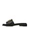 Teenmix/天美意夏专柜同款黑色移膜二层牛皮革方跟女拖鞋CFJ02BT8