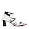 Teenmix/天美意秋专柜同款白/黑色趣味撞色图案魔术贴粗跟女单鞋CFL05CQ8