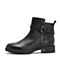 Teenmix/天美意冬商场同款黑色牛皮革皮带扣方跟女短靴CBE49DD8