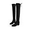Teenmix/天美意冬商场同款黑色弹力布舒适方跟过膝靴女长靴CDM91DC8
