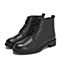 Teenmix/天美意冬商场同款黑色牛皮革方跟马丁靴女短靴CBE44DD8