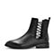 Teenmix/天美意冬专柜同款黑色牛皮革镂空绑带方跟女短靴CA541DD8