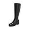Teenmix/天美意冬黑色牛皮革舒适方跟骑士靴高筒女长靴(绒里)CG181DG8