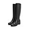 Teenmix/天美意冬黑色牛皮革舒适方跟骑士靴高筒女长靴CG181DG8