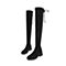 Teenmix/天美意冬黑色纺织品/羊绒皮革方跟过膝靴女长靴18106DC8