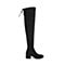 Teenmix/天美意冬黑色纺织品/羊绒皮革方跟过膝靴女长靴2101ADC8