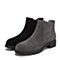 Teenmix/天美意冬商场同款黑色牛剖层皮革方跟切尔西靴女短靴(绒里)AS381DD8