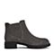 Teenmix/天美意冬商场同款灰色牛剖层皮革方跟切尔西靴女短靴(绒里)AS381DD8