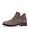 Teenmix/天美意冬商场同款灰色羊绒皮革舒适方跟女短靴AS531DD8