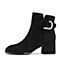 Teenmix/天美意冬商场同款黑色羊绒皮革通勤风粗跟女短靴(绒里)AS801DD8