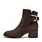 Teenmix/天美意冬商场同款咖啡色羊绒皮革通勤风粗跟女短靴AS801DD8