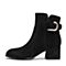 Teenmix/天美意冬商场同款黑色羊绒皮革通勤风粗跟女短靴AS801DD8
