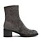 Teenmix/天美意冬商场同款灰色羊绒皮革/纺织品粗跟欧美简约女中靴AT071DZ8